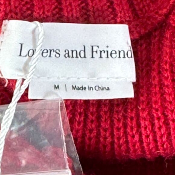 Lovers + Friends Arlington NWT Distressed Ripped Cold Shoulder Red Sweater Sz M - Picture 8 of 10